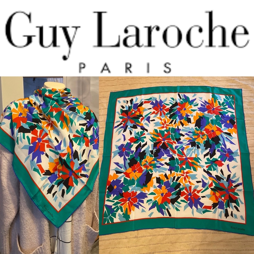 Guy Laroche Paris floral square silk scarf